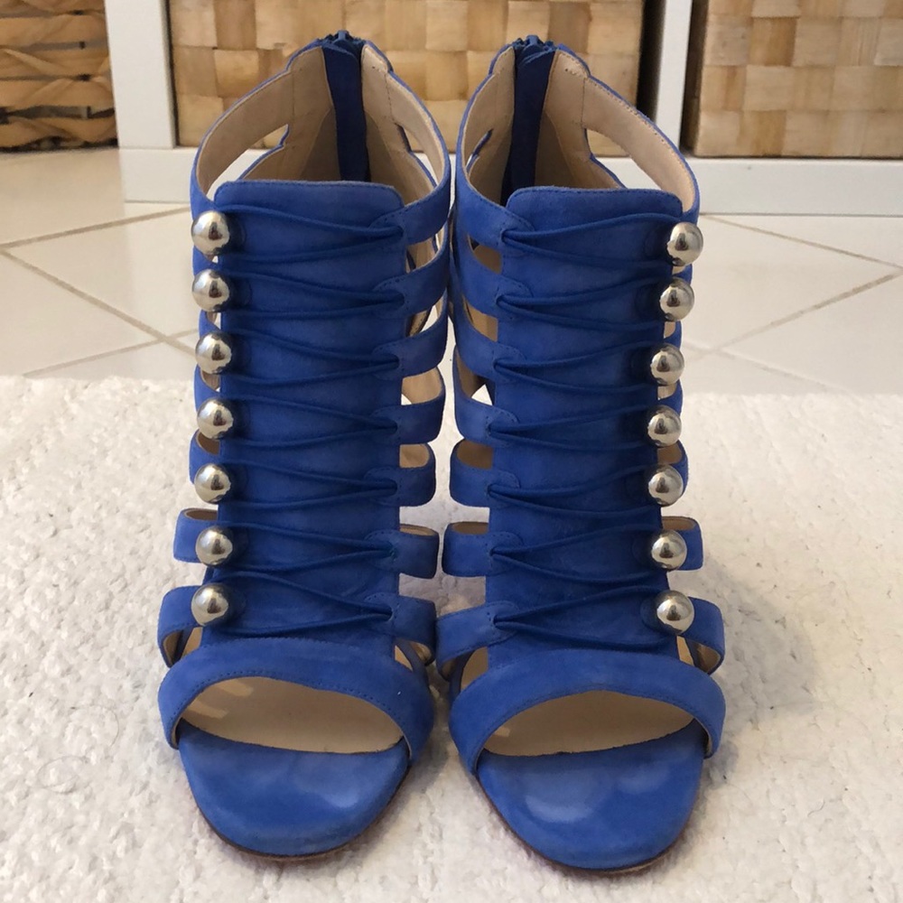 Christian Louboutin Suede  Blue 100mm Open Toe.